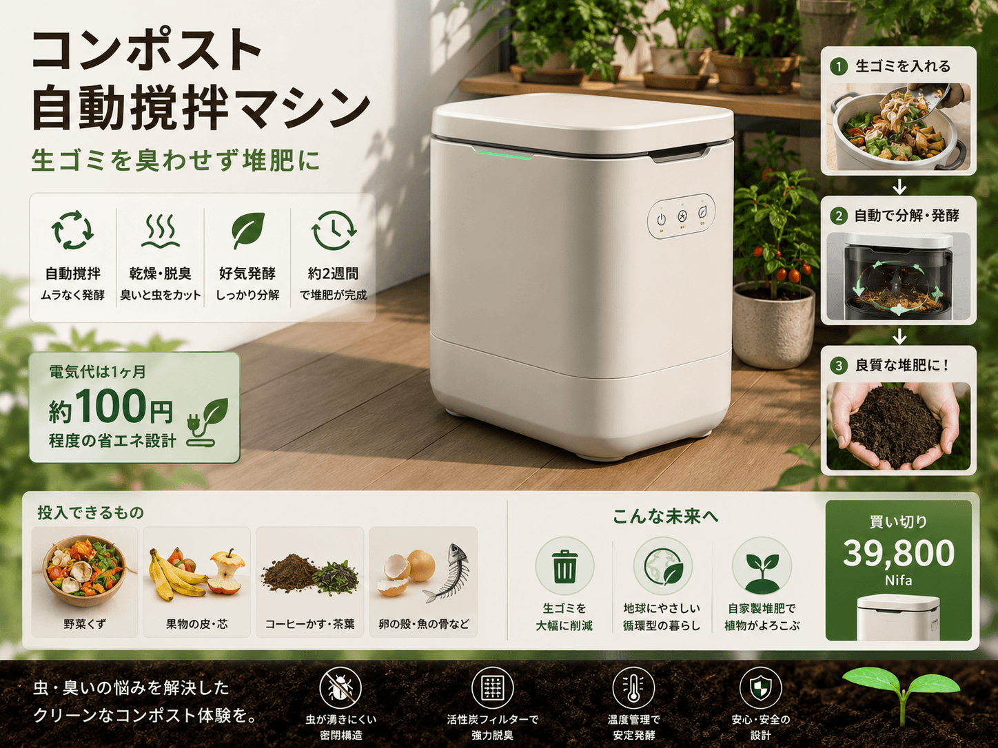 コンポスト自動撹拌マシン